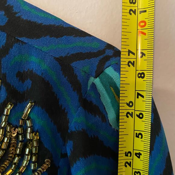 NWT Disney x Figue Women's size Large Ameena Aladdin Beaded Blue Silk Top - Picture 11 of 12